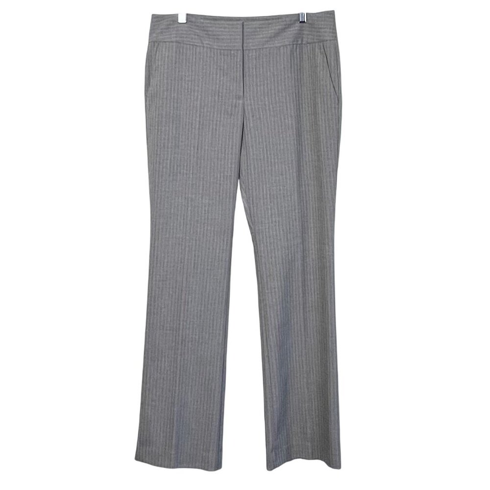 Ann Taylor Factory Womens Gray Signature Pinstripe Trousers Size 10 Slim Fit EUC